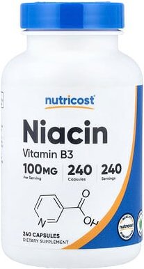 Nutricost, Niacin, 100 mg, 240 Kapseln
