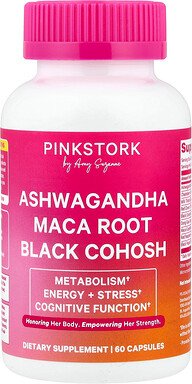 Pink Stork, Ashwagandha Maca Root Black Cohosh, Ashwagandha, Maca-Wurzel und Traubensilberkerze, 60 Kapseln