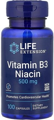 Life Extension, Vitamin B3 Niacin, 500 mg, 100 Kapseln