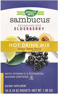 Thumbnail - Nature's Way, Sambucus®, Hot Drink Mix, Heißgetränkmischung, standardisierter Holunder, Honig-Zitrone-Beere, 10 Päckchen...