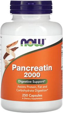 NOW Foods, Pankreatin, 10X - 200 mg, 250 Kapseln