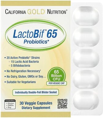 California Gold Nutrition, LactoBif® 65 Probiotics, Probiotika, 30 pflanzliche Kapseln
