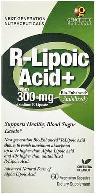 Genceutic Naturals, R-Lipoic Acid+, R-Liponsäure+, 60 pflanzliche Kapseln
