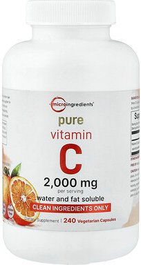 Micro Ingredients, Pure Vitamin C, reines Vitamin C, 240 pflanzliche Kapseln (666,66 mg pro Kapsel)