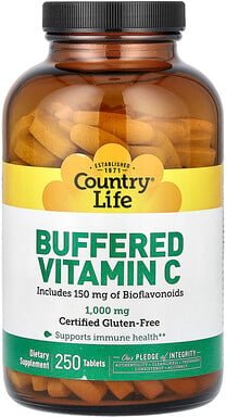 Country Life, Gepuffertes Vitamin C, 1.000 mg, 250 Tabletten
