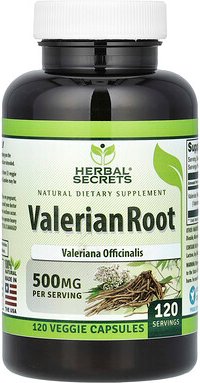 Herbal Secrets, Baldrianwurzel, 500 mg, 120 pflanzliche Kapseln