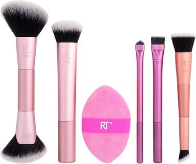 Real Techniques, Big Blends Energy, Pinsel und doppelseitiges Puff-Set, 6-teiliges Set