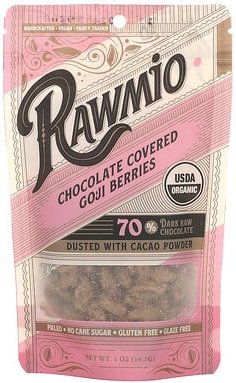 Rawmio, Mit Schokolade überzogene Goji-Beeren, 70% dunkle rohe Schokolade, 56,7 g (2 oz.)
