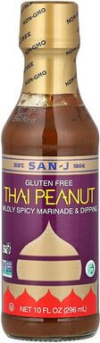 San-J, Thai Peanut, Mildy Spicy Marinade & Dipping, thailändische Erdnuss, milde, würzige Marinade und Dipping, glutenfr...