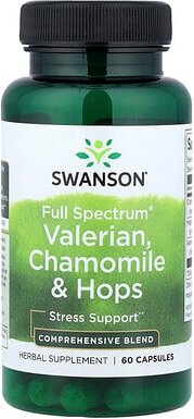 Thumbnail - Swanson, Full Spectrum® Valerian, Chamomile & Hops, Baldrian, Kamille und Hopfen, 60 Kapseln