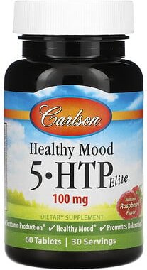 Thumbnail - Carlson, Healthy Mood, 5-HTP Elite, gesunde Stimmung, 5-HTP Elite, natürliche Himbeere, 60 Tabletten