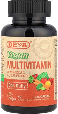 Thumbnail - Deva, Vegan Multivitamin & Mineral Supplement, vegane Multivitamin- und Mineralstoffergänzung, einmal täglich, 90 beschi...