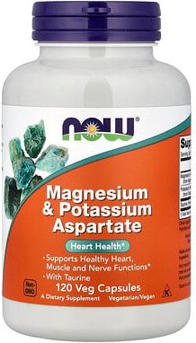 NOW Foods, Magnesium- und Kaliumaspartat mit Taurin, 120 pflanzliche Kapseln
