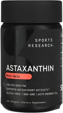 Sports Research, Astaxanthin, Mini-Gels, Ergänzungsmittel mit Astaxanthin, Mini-Weichkapseln, 6 mg, 120 Weichkapseln