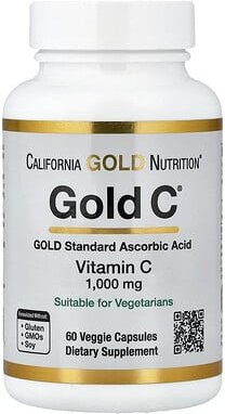 California Gold Nutrition, Gold C®, Vitamin C in USP-Qualität, 1.000 mg, 60 pflanzliche Kapseln