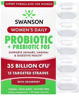 Swanson, Women‘s Daily Probiotic + Prebiotic FOS With Cranberry, tägliches Probiotikum + Präbiotikum für Frauen, FOS mit...
