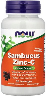 NOW Foods, Sambucus Zinc-C, Holunder, Zink, Vitamin C, 60 Lutschtabletten