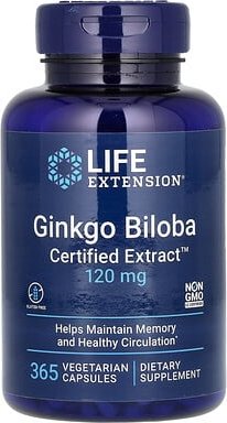 Thumbnail - Life Extension, Ginkgo Biloba, Certified Extract, Ginkgo Biloba, zertifiziertes Extrakt, 120 mg, 365 pflanzliche Kapseln