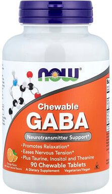 NOW Foods, Chewable GABA, GABA-Kautablette, Orange, 90 Kautabletten
