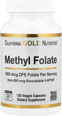 California Gold Nutrition, Methyl Folate and Vitamin C, Methylfolat und Vitamin C, 120 pflanzliche Kapseln