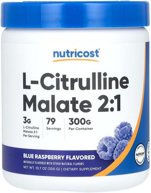 Nutricost, L-Citrulline Malate 2:1, L-Citrullin-Malat 2:1, Blaue Himbeere, 300 g (10,7 oz.)