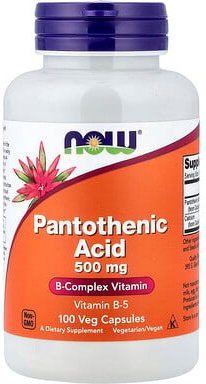 NOW Foods, Pantothenic Acid, Pantothensäure, 500 mg, 100 pflanzliche Kapseln
