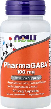 NOW Foods, PharmaGABA® mit Magnesiumcitrat, 100 mg, 90 pflanzliche Kapseln