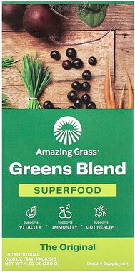 Amazing Grass, Greens Blend Superfood, Gemüsemischung, 15 einzelne Päckchen, je 8 g (0,28 oz.).