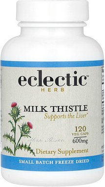 Eclectic Herb, Freeze Dried Milk Thistle, gefriergetrocknete Mariendistel, 120 pflanzliche Kapseln (600 mg pro Kapsel)