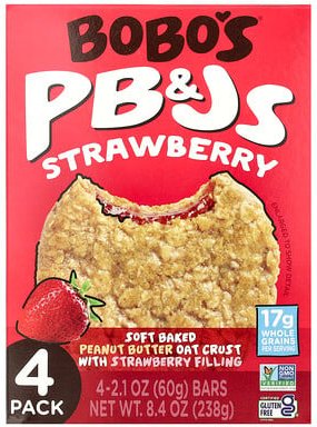 Bobo's Oat Bars, PB&Js, Strawberry, Erdbeere, 4er Pack, je 60 g (2,1 oz.).