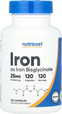 Nutricost, Iron, 25 mg, 120 Kapseln