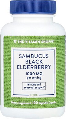The Vitamin Shoppe, Sambucus Black Elderberry, Holunder, 100 pflanzliche Kapseln (500 mg pro Kapsel)