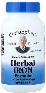 Christopher's Original Formulas, Kräuter-Eisen-Formel, 460 mg, 100 vegetarische Kapseln