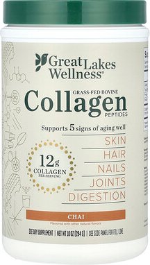 Thumbnail - Great Lakes Wellness, Grass-Fed Bovine Collagen Peptides, Kollagenpeptide von grasgefütterten Rindern, Chai, 284 g (10 o...