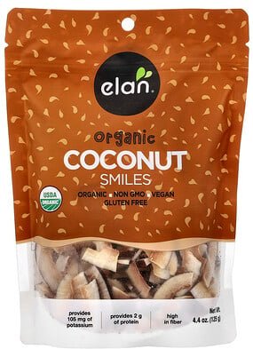 Elan, Organic Coconut Smiles, Bio-Kokosnuss, 125 g (4,4 oz.)