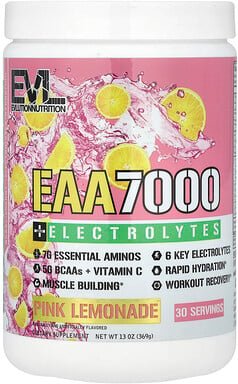 EVLution Nutrition, EAA 7000 + Electrolytes, EAA 7000 + Elektrolyte, pinke Limonade, 369 g (13 oz.)