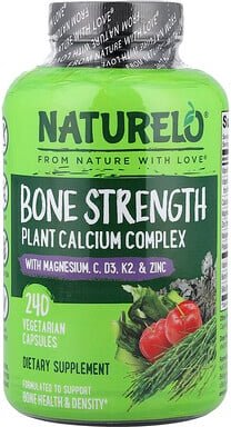 NATURELO, Bone Strength, Plant Calcium Complex, pflanzlicher Calciumkomplex, 240 pflanzliche Kapseln