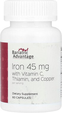 Bariatric Advantage, Iron with Vitamin C, Thiamin, and Copper, Eisen mit Vitamin C, Thiamin und Kupfer, 60 Kapseln