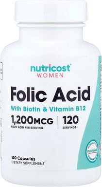 Nutricost, Women, Folsäure mit Biotin und Vitamin B12, 120 Kapseln