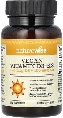 Thumbnail - NatureWise, Vegan Vitamin D3 + K2, veganes Vitamin D3 + K2, 60 vegane Weichkapseln