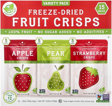 Nature's Turn, Freeze-Dried Fruit Crisps, Chips-Fruchtchips, Lunchbox Snack Variety Pack, 15 Tüten, je 10 g (0,35 oz.).