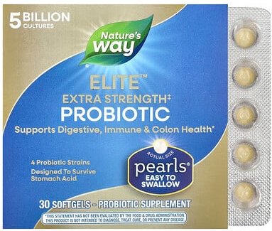 Nature's Way, Pearls® Elite™ Probiotikum, 5 Milliarden KBE, 30 Weichkapseln