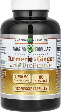 Amazing Nutrition, Turmeric & Ginger with BioPerine, Kurkuma und Ingwer mit BioPerine, 180 vegetarische Kapseln