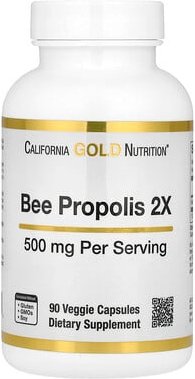California Gold Nutrition, Bee Propolis 2X, Bienenpropolis, konzentriertes Extrakt, 500 mg, 90 vegetarische Kapseln