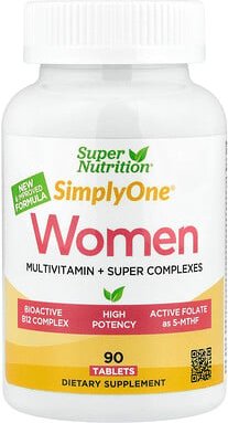 Super Nutrition, SimplyOne®, Women Multivitamin + Super Complexes, Multivitamin + Super-Komplexe für Frauen, 90 Tablette...