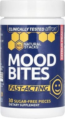 Natural Stacks, Mood Bites, Citrus Peach, Mood Bites, Zitrus-Pfirsich, 30 zuckerfreie Stück