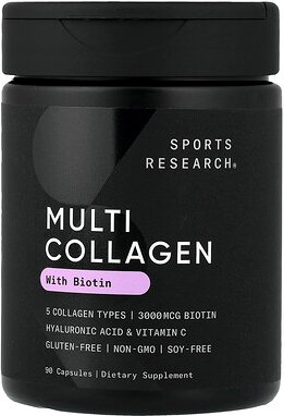 Sports Research, Multi Collagen With Biotin, Multikollagen mit Biotin, 90 Kapseln