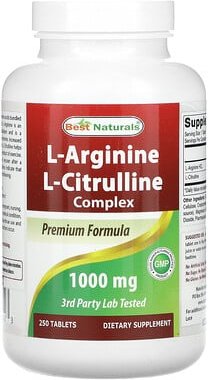 Best Naturals, L-Arginin, L-Citrullin-Komplex, 1.000 mg, 250 Tabletten