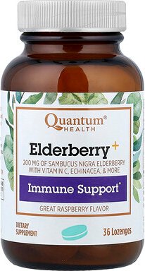 Quantum Health, Elderberry+ Immune Support, Himbeere, 36 Lutschtabletten