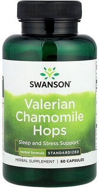 Swanson, Valerian Chamomile Hopfen, Baldrian-Kamille-Hopfen, 60 Kapseln